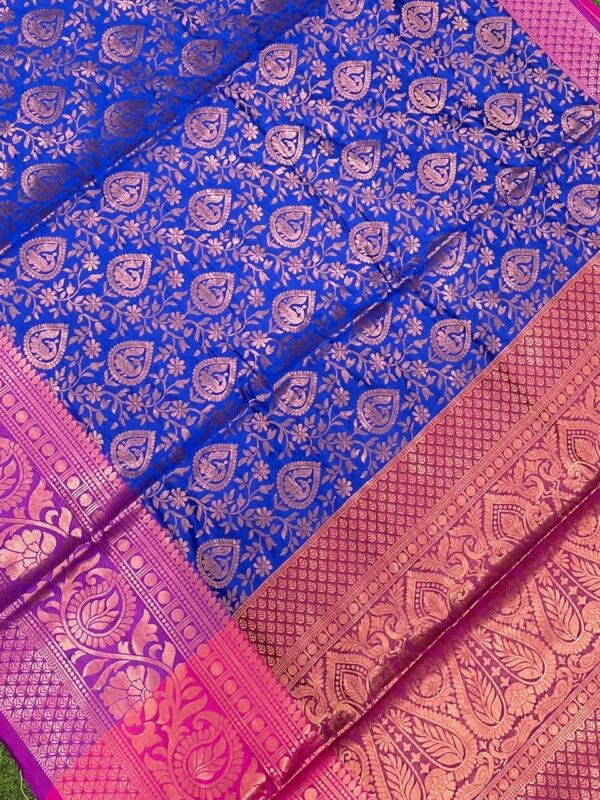Designer Blue Saree with Pink Border