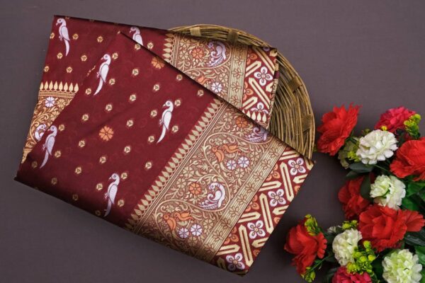 Traditional Wear Silk Maroon Saree