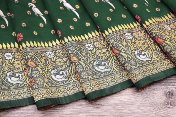 Traditional Parrot Design Green Saree