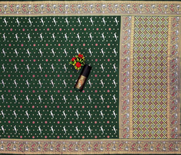Traditional Parrot Design Green Saree