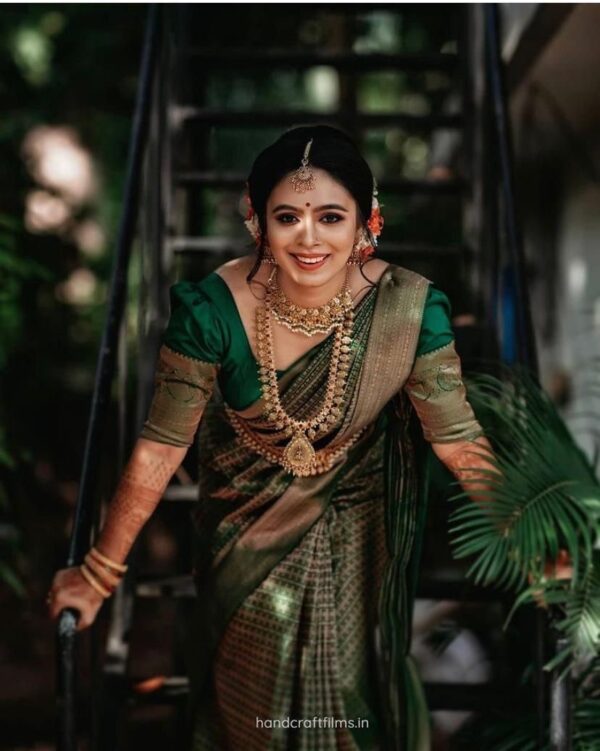 Bridal Wedding Function Green Saree