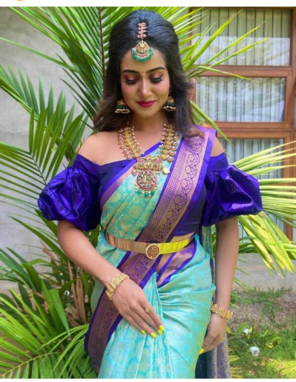 Stylish Sky Blue Saree with Blue Border
