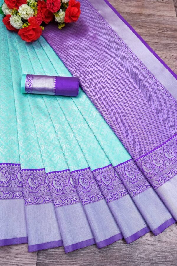 Stylish Sky Blue Saree with Blue Border