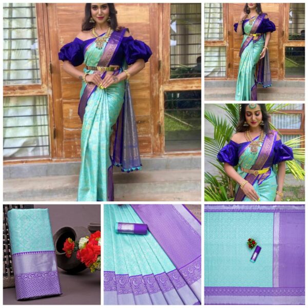 Stylish Sky Blue Saree with Blue Border