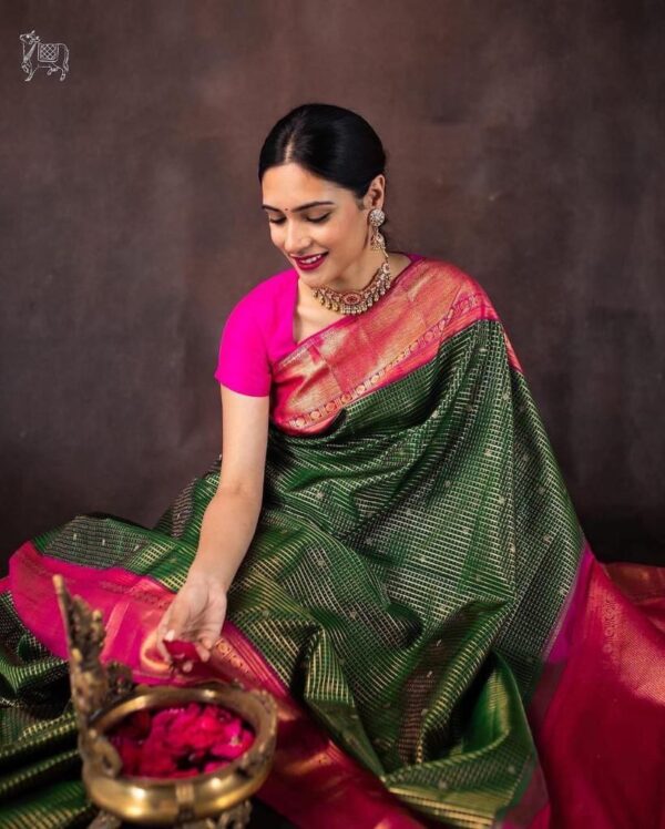 Traditional Weaving Green Saree