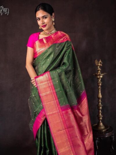 Traditional Weaving Green Saree