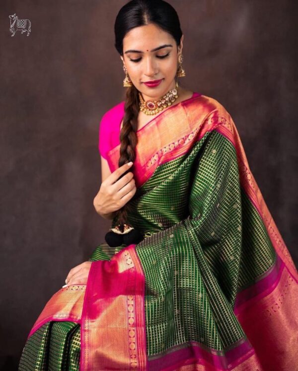Traditional Weaving Green Saree