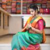 Stylish Sky Blue Saree with Pink Border