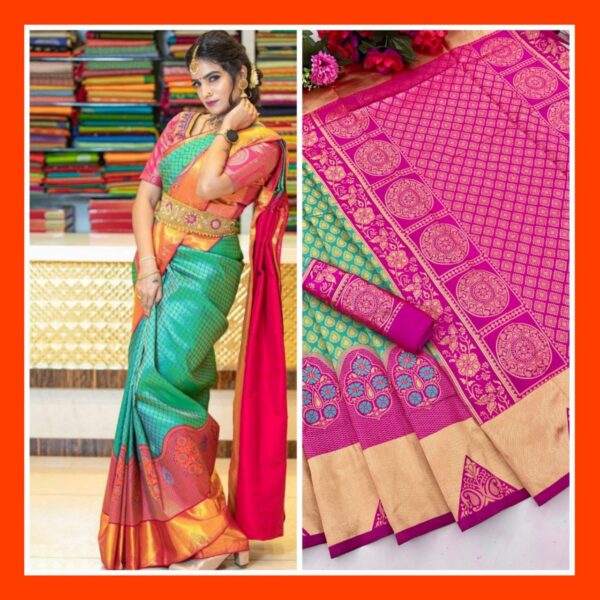 Stylish Sky Blue Saree with Pink Border