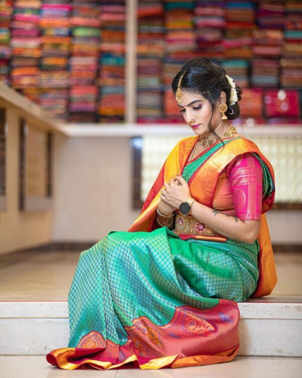 Stylish Sky Blue Saree with Pink Border