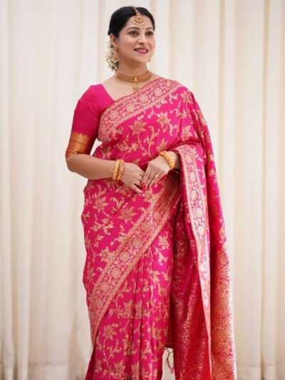 Designer Wedding Silk Pink Saree