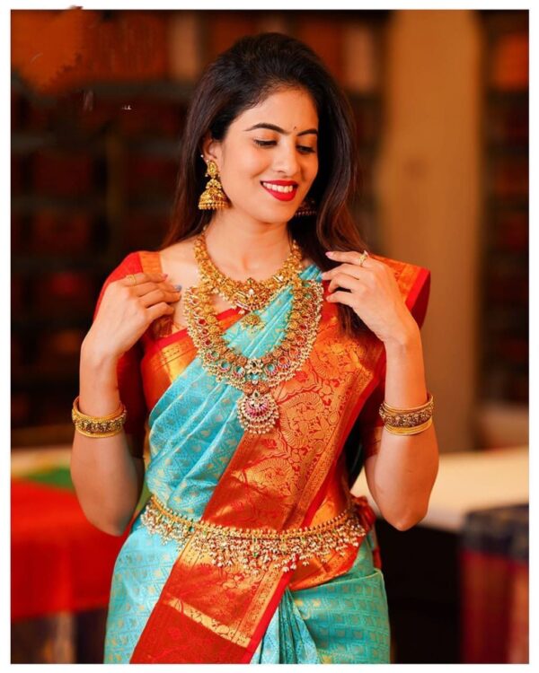 Bollywood Party Silk Sky Blue Saree