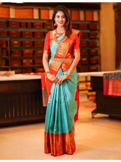 Bollywood Party Silk Sky Blue Saree