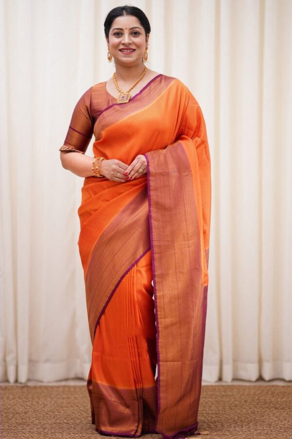 Silk Orange Saree with Pink Border