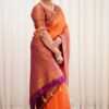 Silk Orange Saree with Pink Border