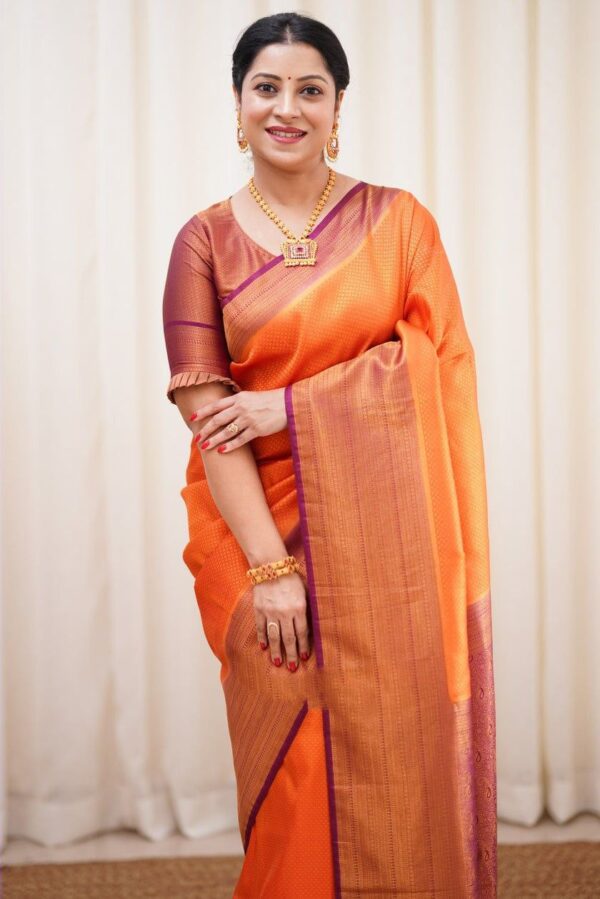 Silk Orange Saree with Pink Border