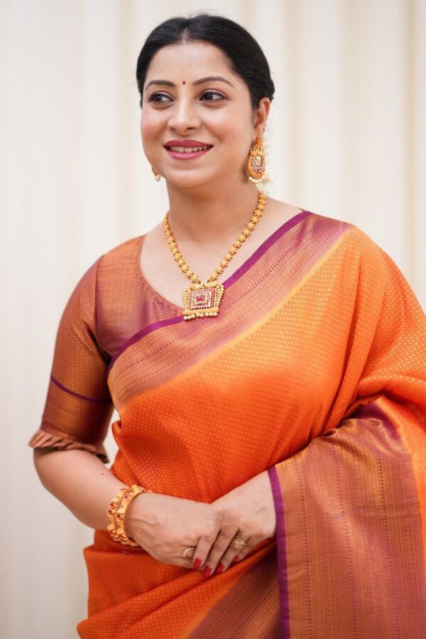Silk Orange Saree with Pink Border