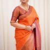 Silk Orange Saree with Pink Border