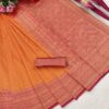 Silk Orange Saree with Pink Border