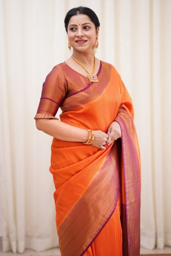 Silk Orange Saree with Pink Border