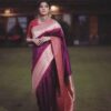 Formal Purple Saree with Red Border