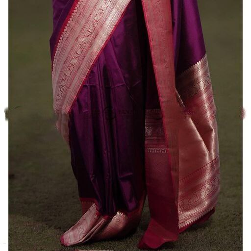 Formal Purple Saree with Red Border