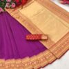 Formal Purple Saree with Red Border
