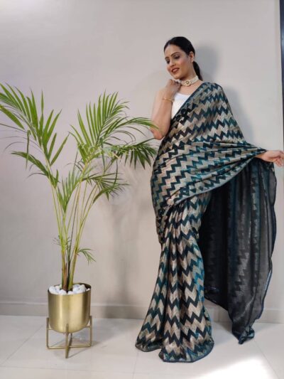 Latest Fancy Sequence Green Saree