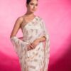 Sequence Georgette White Saree
