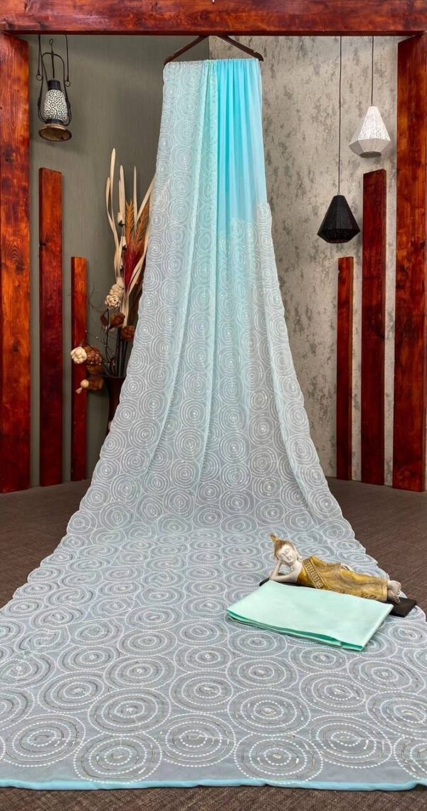 Stylish Sequence Sky Blue Saree