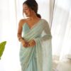 Stylish Sequence Sky Blue Saree
