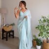 Stylish Sequence Sky Blue Saree