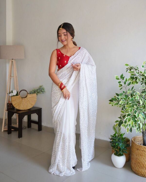 Bollywood Sequence White Saree