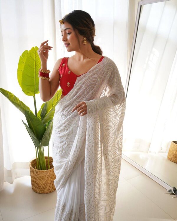 Bollywood Sequence White Saree