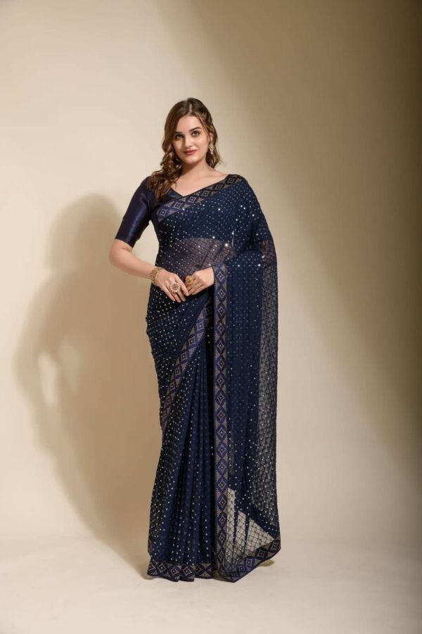 Georgette Wedding Blue Saree