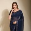 Georgette Wedding Blue Saree