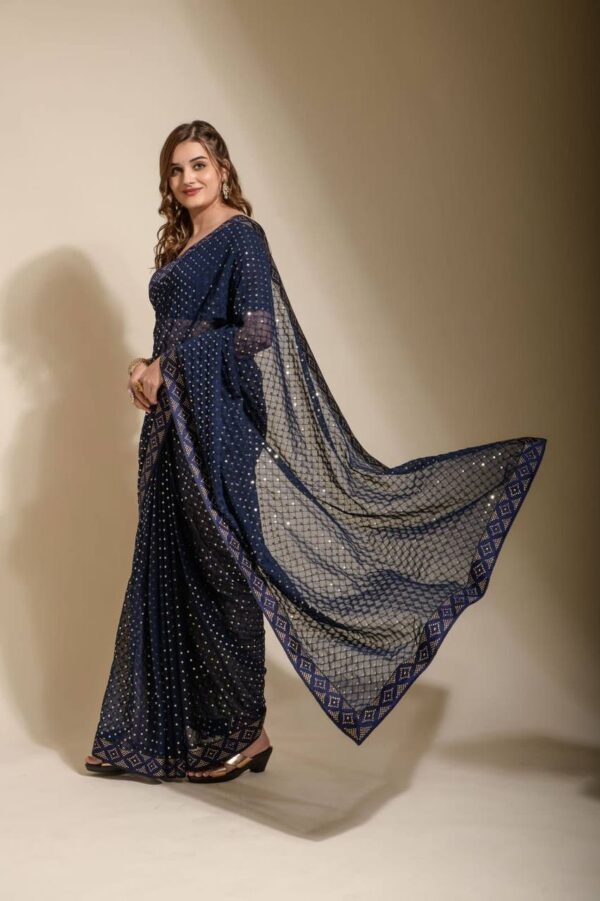 Georgette Wedding Blue Saree