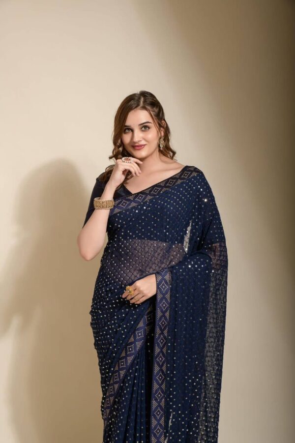 Georgette Wedding Blue Saree
