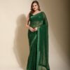 Georgette Green Saree with Lace Border