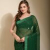 Georgette Green Saree with Lace Border