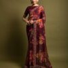 Georgette Sequence Border Maroon Saree