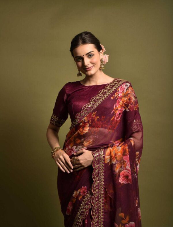 Maroon Saree