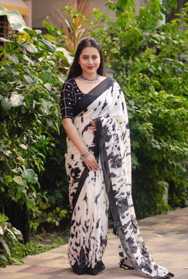 Black and White Saree