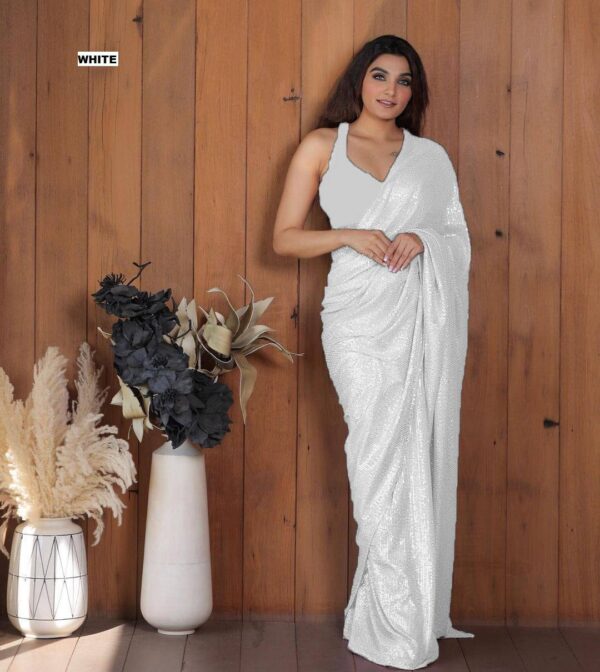 Stylish Wedding White Saree