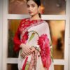 Floral Design White Saree