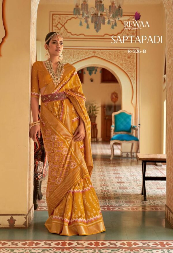 Traditional Patola Design Yellow Saree