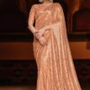 Party Wear Sequence Orange Saree
