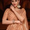 Party Wear Sequence Orange Saree