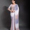 Stylish Sequence Party White Saree