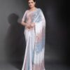 Stylish Sequence Party White Saree